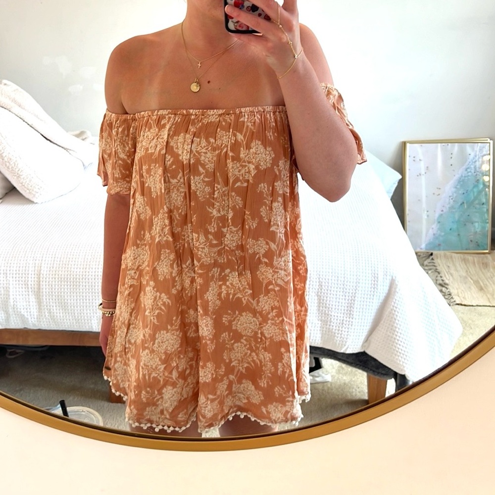 Oneill strapless off the shoulder mini dress